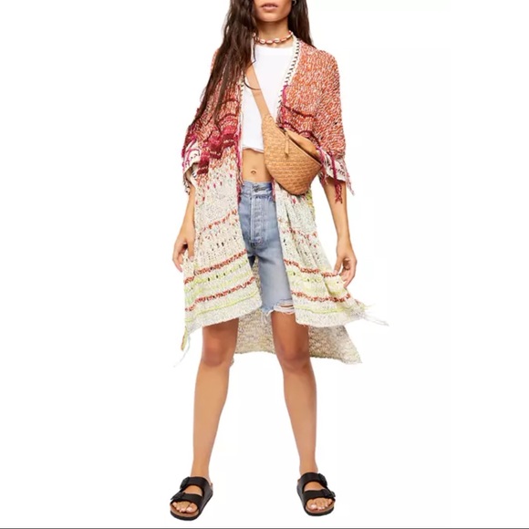 Free People ‘Skies the Limit’ Desert Dream Cardigan Size Medium - Picture 7 of 9